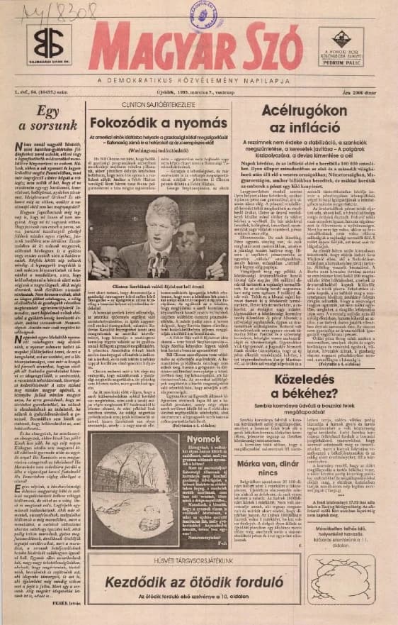 Magyar Szó, 50. évf. 1993. március 7. 64. sz. 1–24. oldal