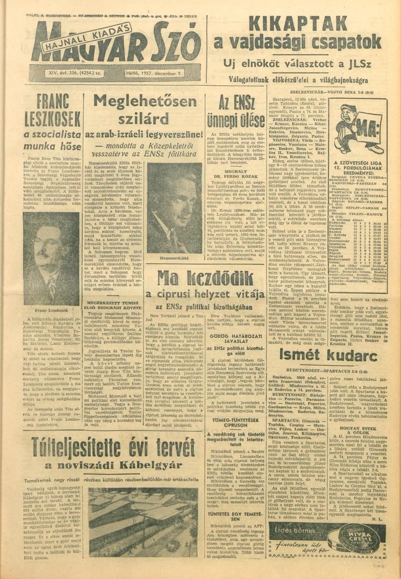 Magyar Szó, 14. évf. 1957. december 9. 336. sz. 1–14. oldal