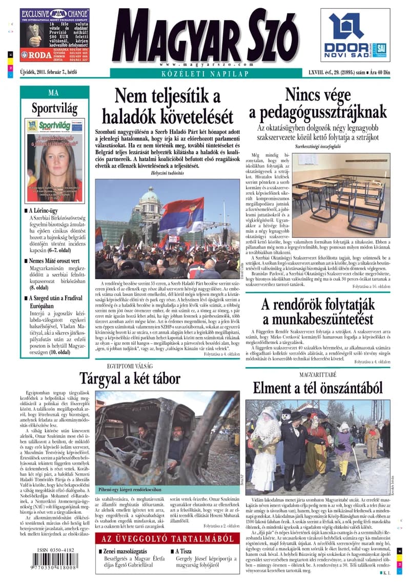 Magyar Szó, 68. évf. 2011. február 7. 29. sz. 1–16. oldal