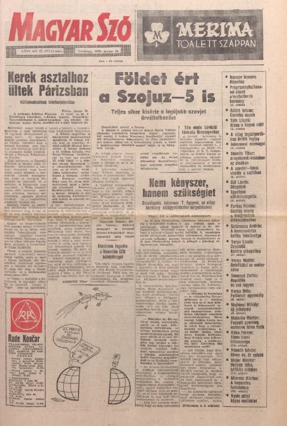 Magyar Szó, 26. évf. 1969. január 19. 17. sz. 1–32. oldal