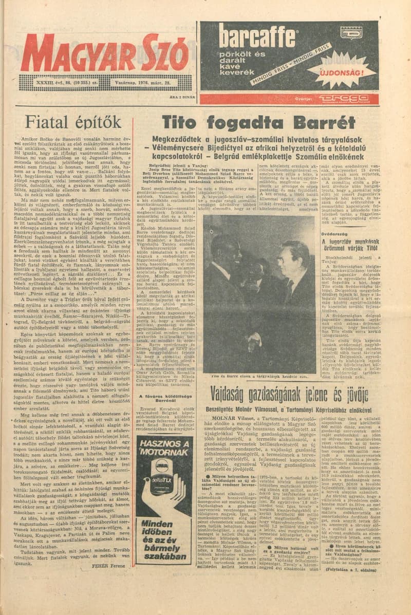 Magyar Szó, 33. évf. 1976. március 28. 86. sz. 1–32. oldal