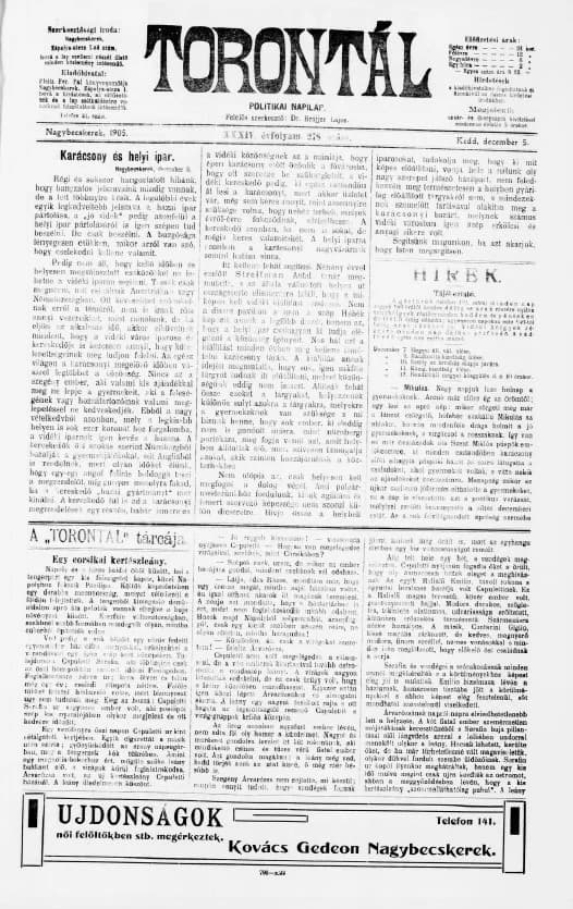 Torontál, 34. évf. 1905. december 5. 278. sz.