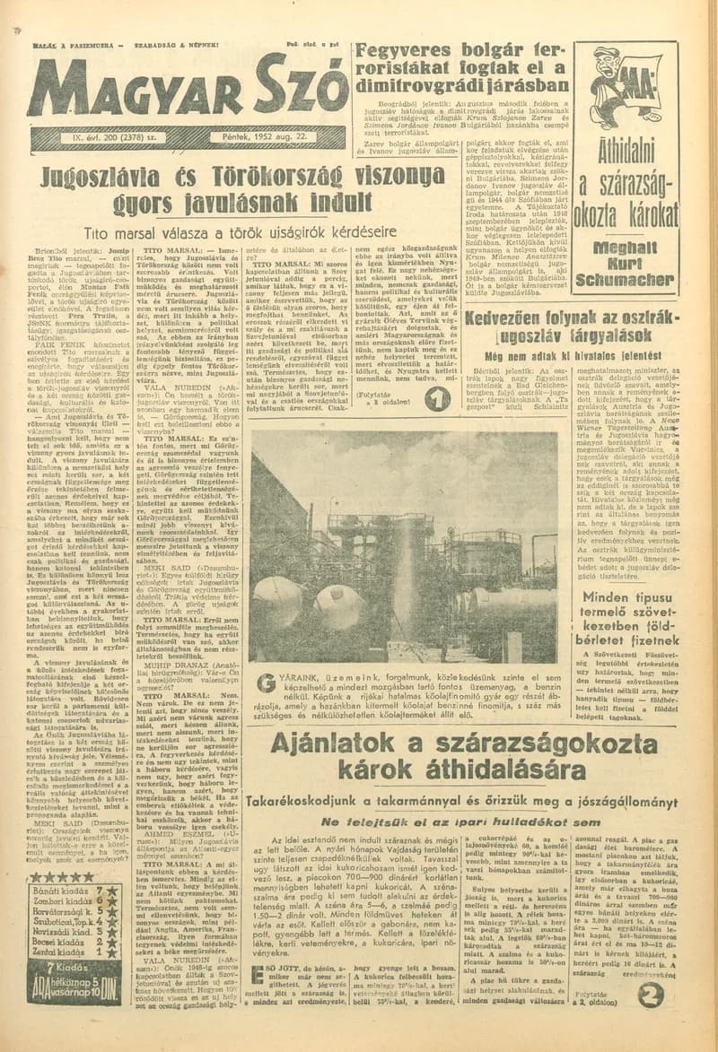 Magyar Szó, 9. évf. 1952. augusztus 22. 200. sz. 1–8. oldal