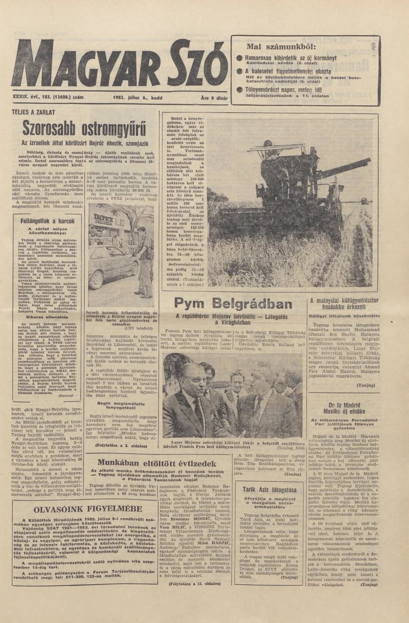 Magyar Szó, 39. évf. 1982. július 6. 183. sz. 1–20. oldal