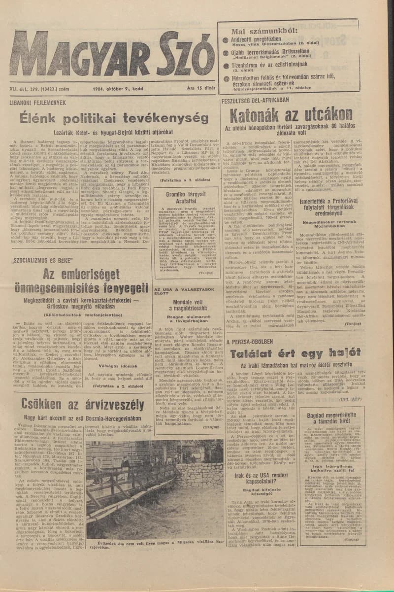 Magyar Szó, 41. évf. 1984. október 9. 279. sz. 1–20. oldal