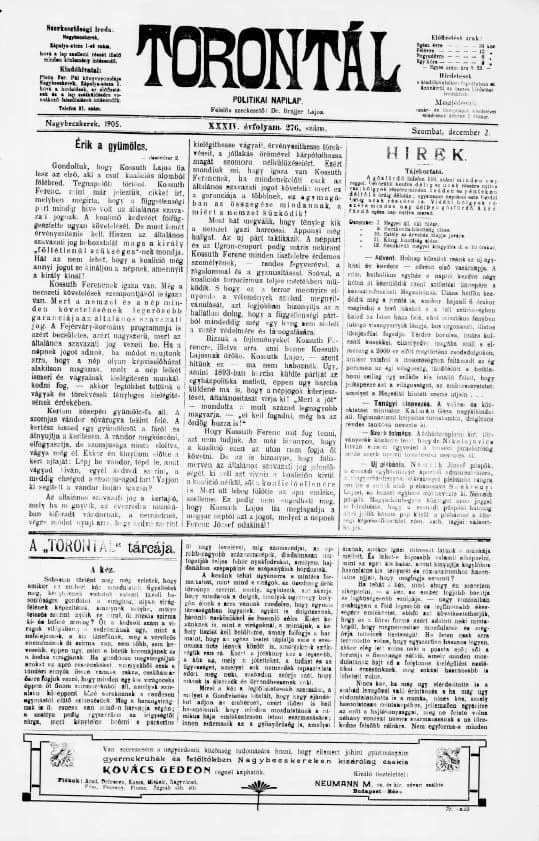 Torontál, 34. évf. 1905. december 2. 276. sz.
