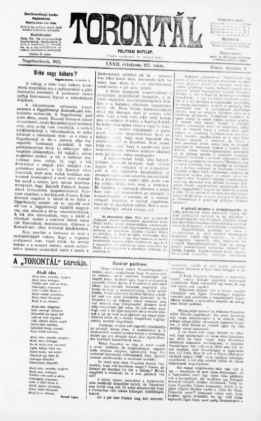 Torontál, 32. évf. 1903. december 4. 277. sz.