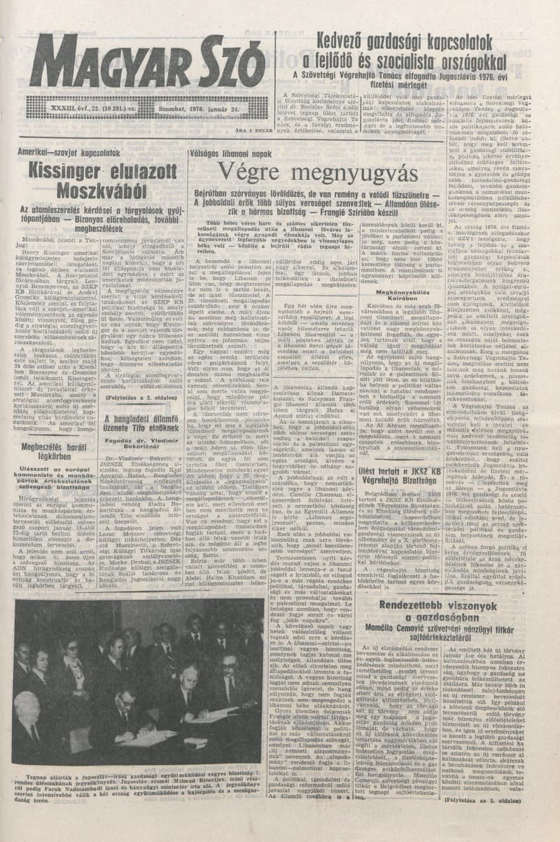 Magyar Szó, 33. évf. 1976. január 24. 22. sz. 1–20. oldal