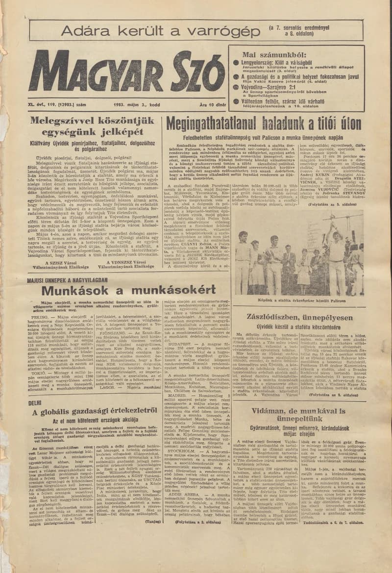 Magyar Szó, 40. évf. 1983. május 3. 119. sz. 1–20. oldal