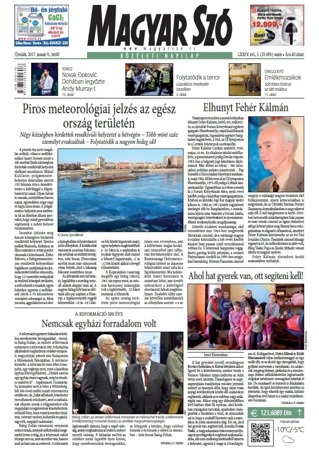 Magyar Szó, 74. évf. 2017. január 9. 5. sz. 1–20. oldal
