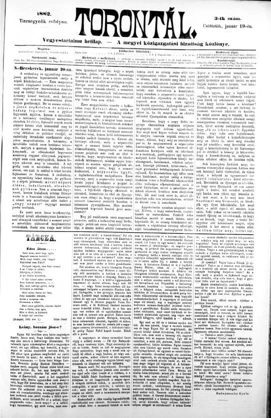 Torontál, 11. évf. 1882. január 19. 3. sz.