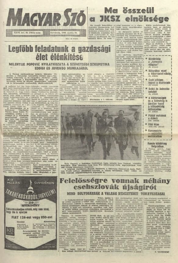 Magyar Szó, 26. évf. 1969. április 10. 98. sz. 1–20. oldal