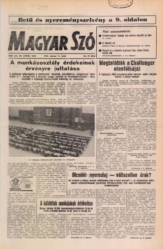 Magyar Szó, 43. évf. 1986. március 11. 68. sz. 1–20. oldal