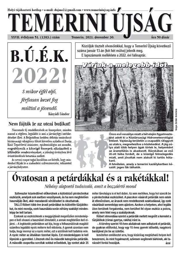 Temerini Újság, 27. évf. 2021. december 30. 51. sz.