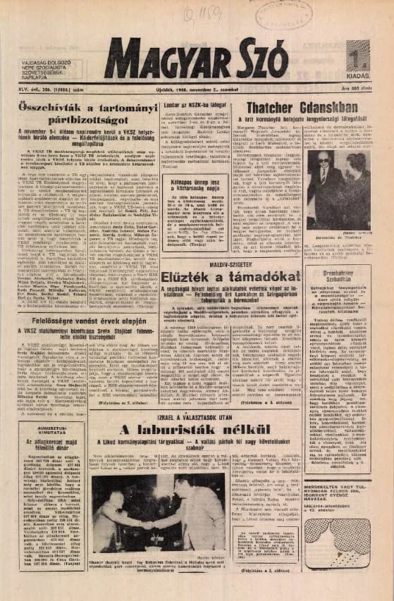 Magyar Szó, 45. évf. 1988. november 5. 306. sz.