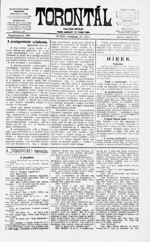 Torontál, 33. évf. 1904. március 23. 68. sz.