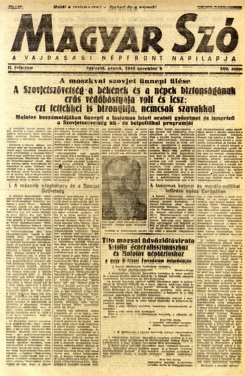 Magyar Szó, 2. évf. 1945. november 9. 260. sz. 1–6. oldal