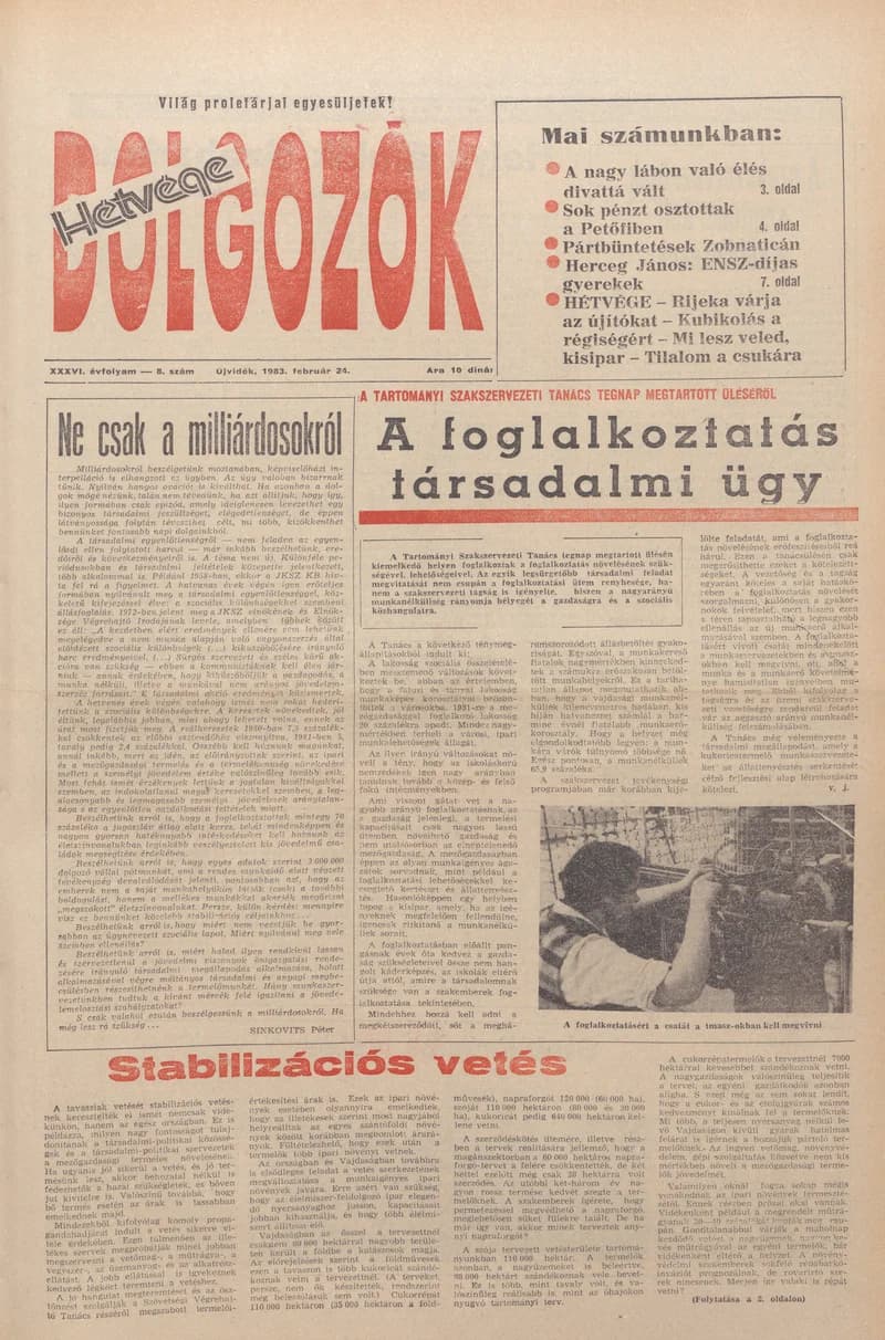 Dolgozók, 37. évf. 1983. február 24. 8. sz.