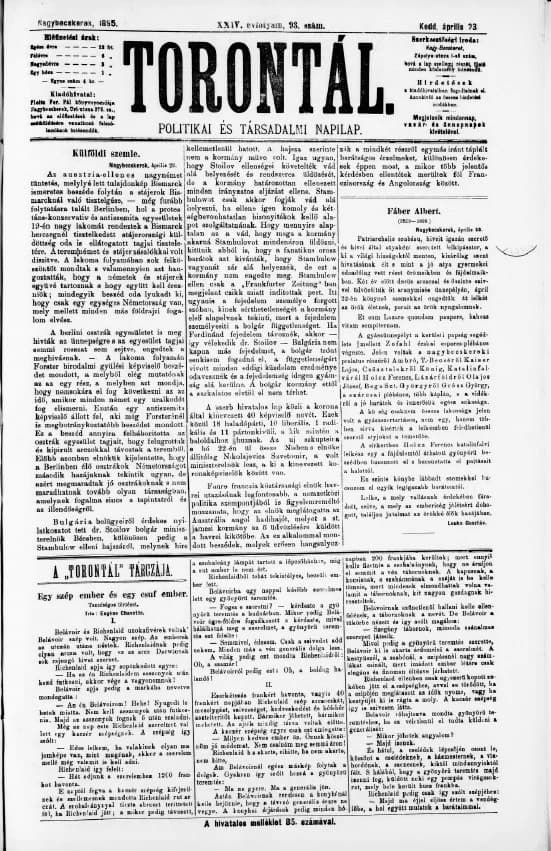 Torontál, 24. évf. 1895. április 23. 93. sz.