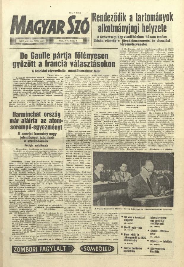 Magyar Szó, 25. évf. 1968. július 2. 180. sz. 1–14. oldal