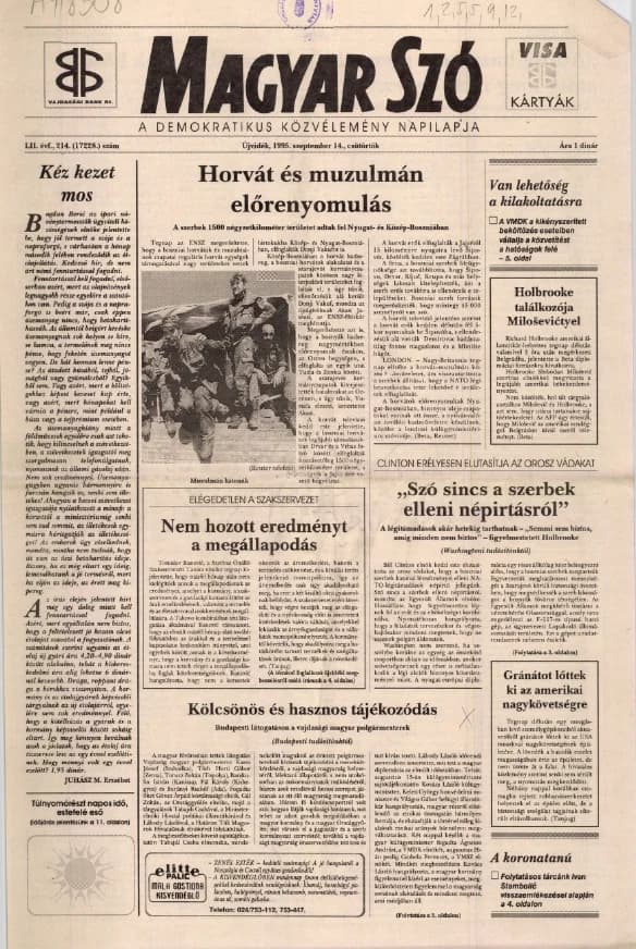 Magyar Szó, 52. évf. 1995. szeptember 14. 214. sz. 1–16. oldal