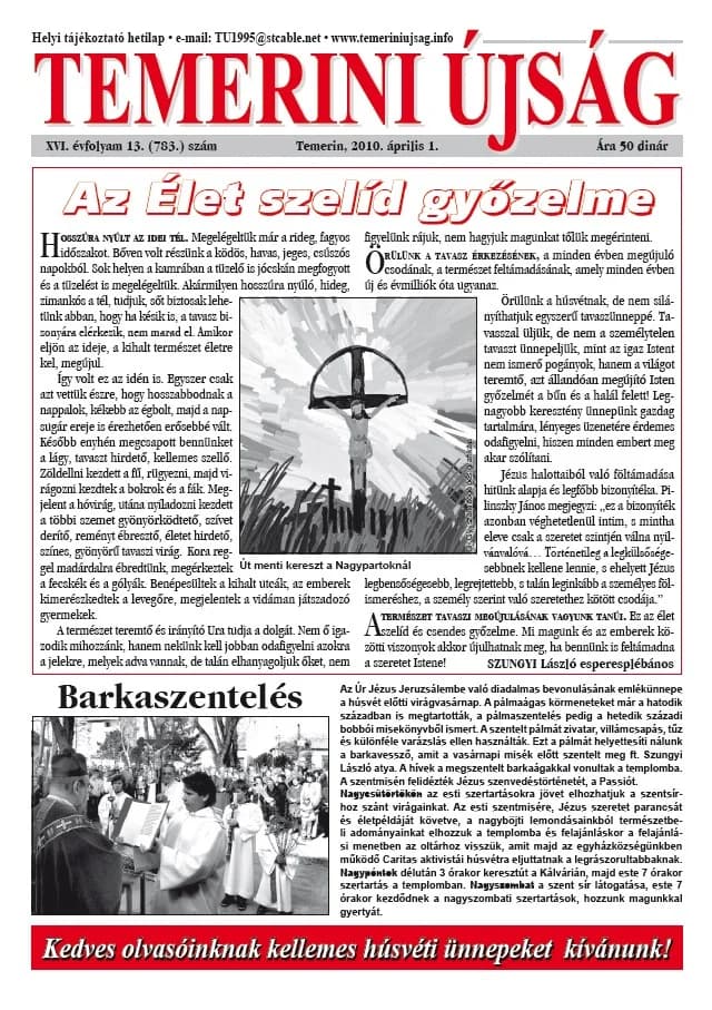 Temerini Újság, 16. évf. 2010. április 1. 13. sz.