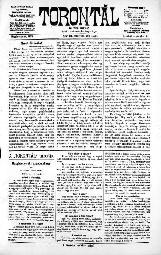 Torontál, 28. évf. 1899. szeptember 9. 206. sz.