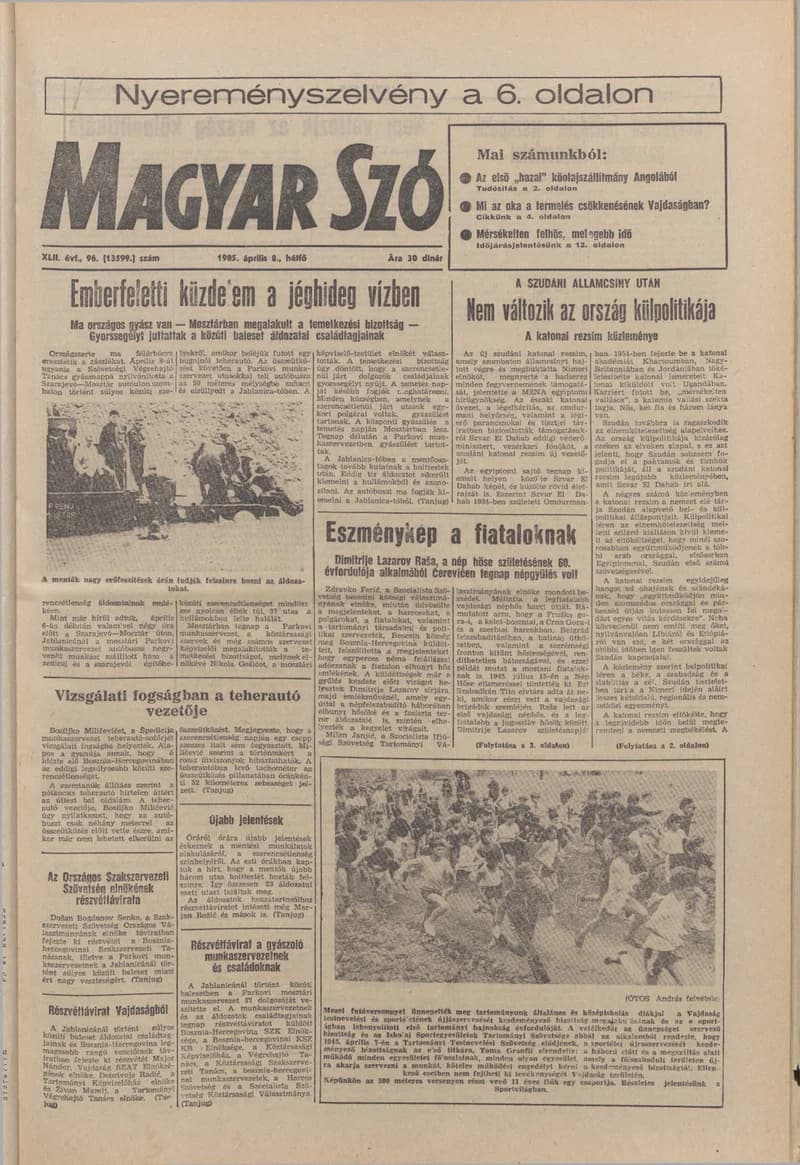 Magyar Szó, 42. évf. 1985. április 8. 96. sz. 1–24. oldal