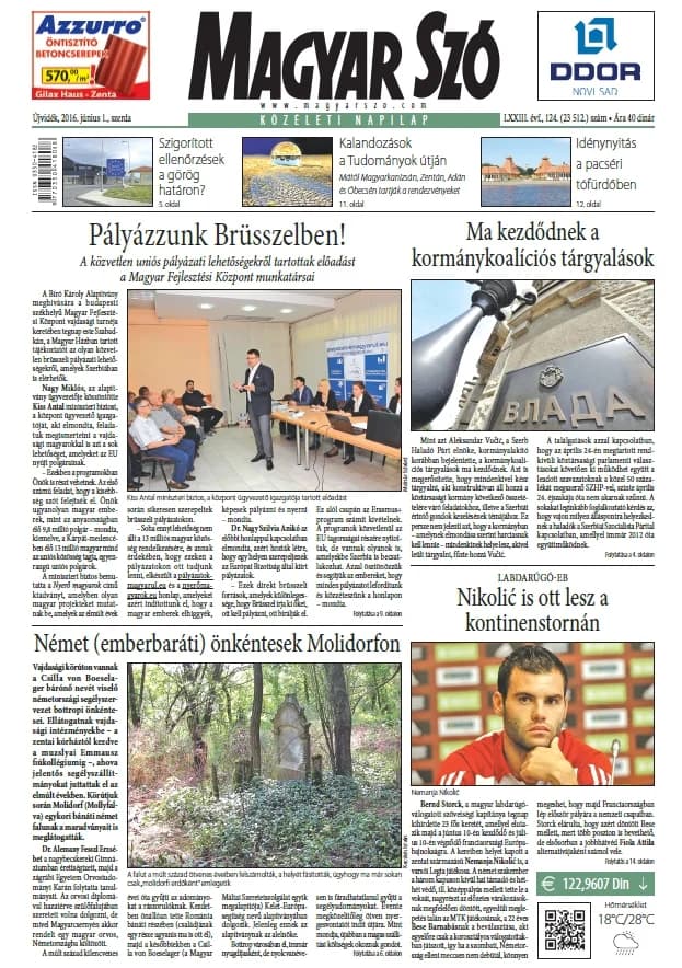 Magyar Szó, 73. évf. 2016. június 1. 124. sz. 1–16. oldal