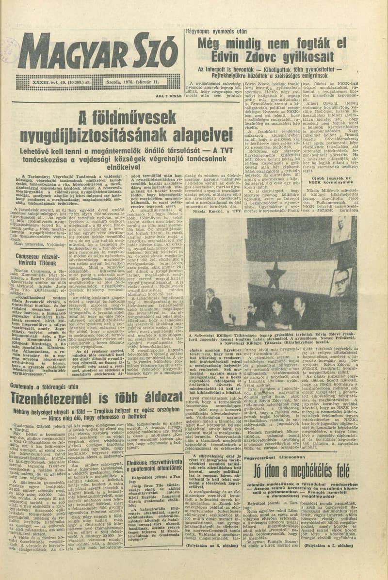 Magyar Szó, 33. évf. 1976. február 11. 40. sz. 1–20. oldal