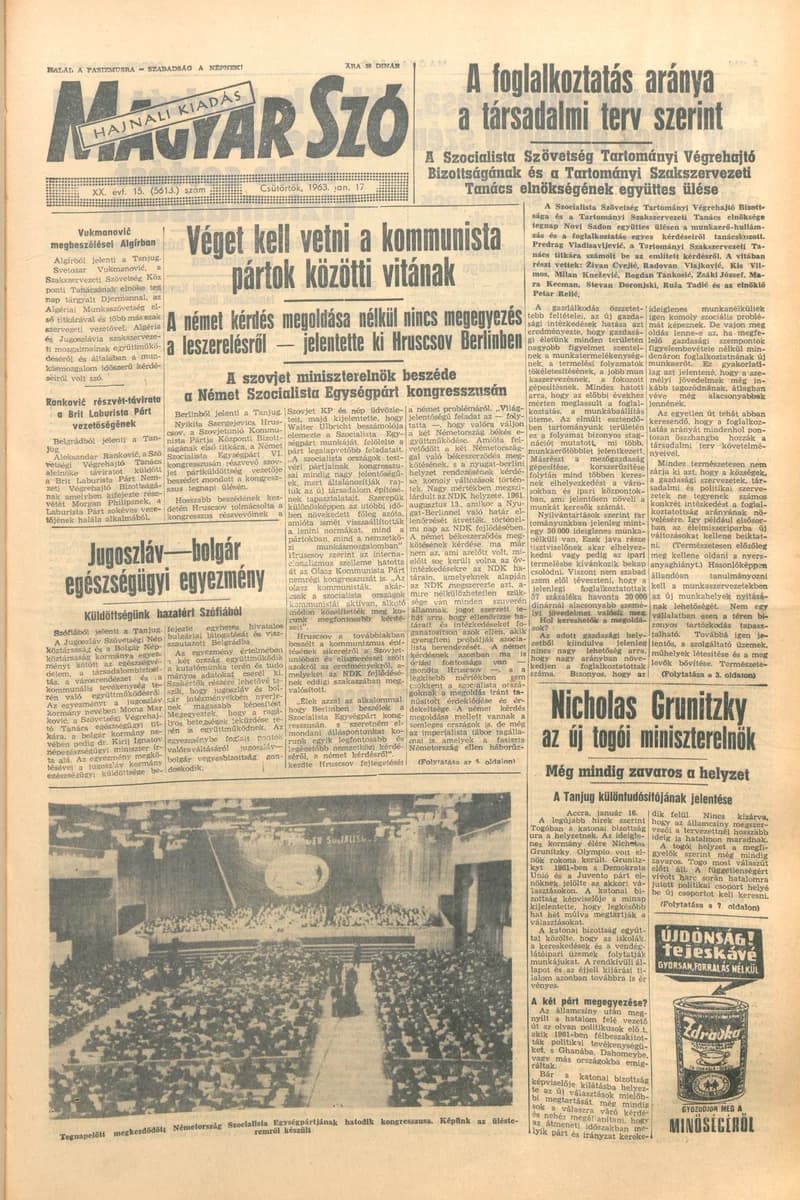 Magyar Szó, 20. évf. 1963. január 17. 15. sz. 1–14. oldal