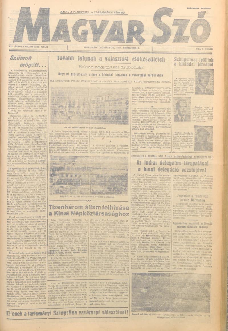 Magyar Szó, 7. évf. 1950. december 7. 289. sz. 1–4. oldal