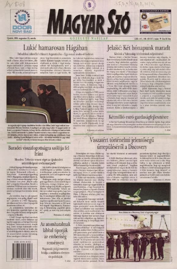 Magyar Szó, 62. évf. 2005. augusztus 10. 186. sz. 1–20. oldal