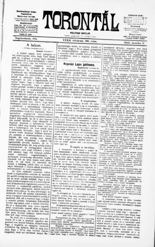Torontál, 32. évf. 1903. december 21. 290. sz.