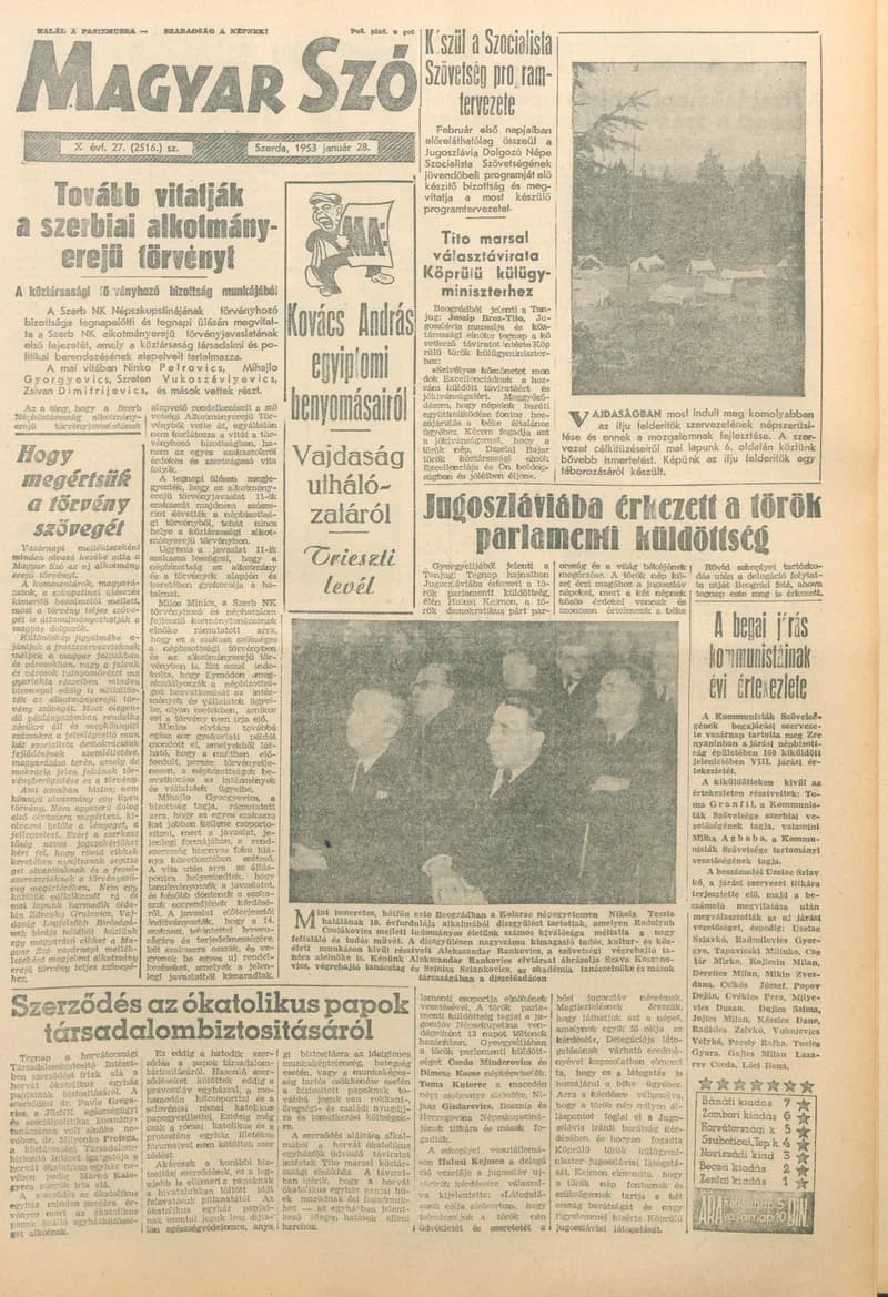 Magyar Szó, 10. évf. 1953. január 28. 27. sz. 1–10. oldal