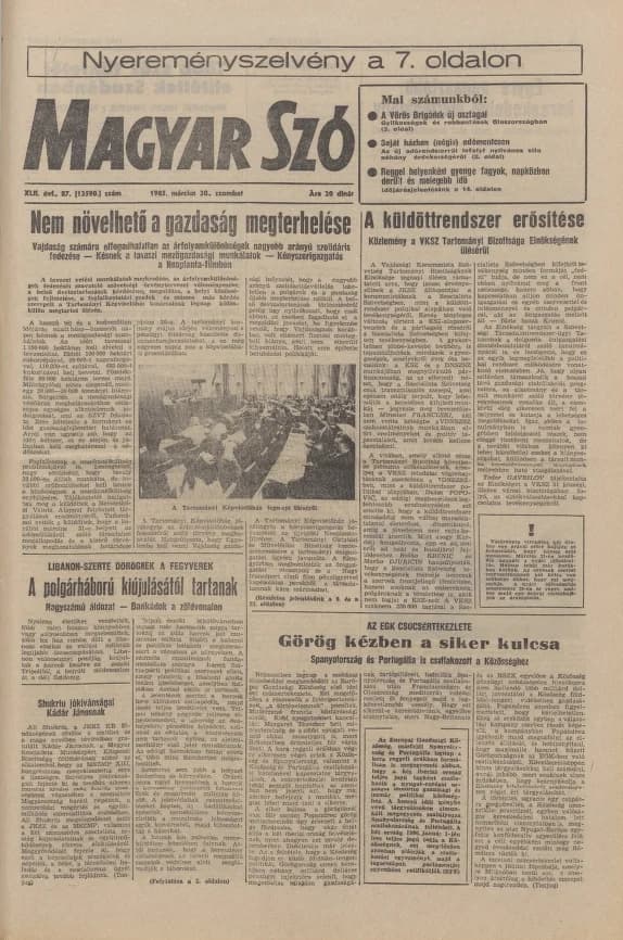 Magyar Szó, 42. évf. 1985. március 30. 87. sz. 1–28. oldal