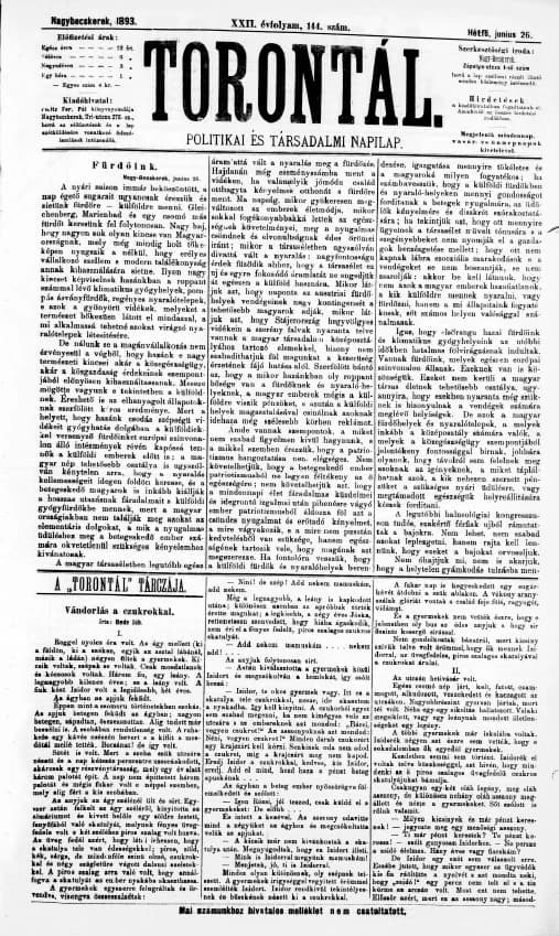 Torontál, 22. évf. 1893. június 26. 144. sz.