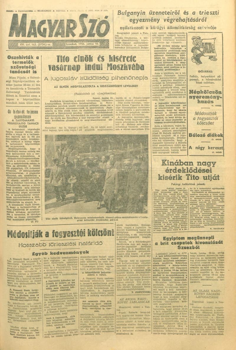 Magyar Szó, 13. évf. 1956. június 16. 163. sz. 1–12. oldal