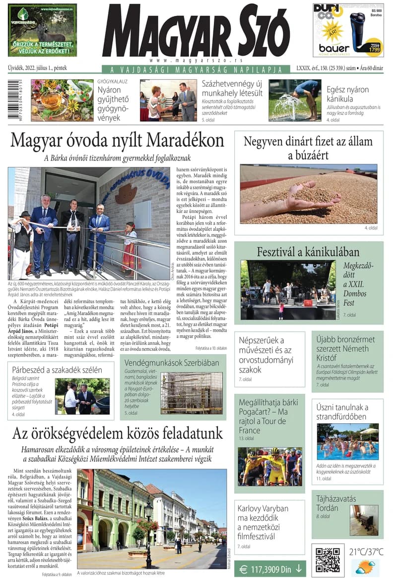 Magyar Szó, 79. évf. 2022. július 1. 150. sz. 1–16. oldal