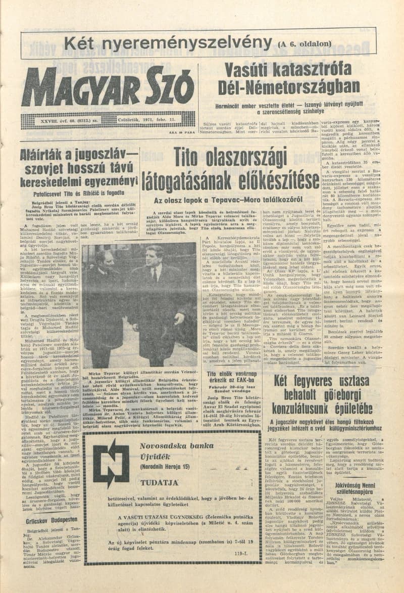 Magyar Szó, 28. évf. 1971. február 11. 40. sz. 1–16. oldal