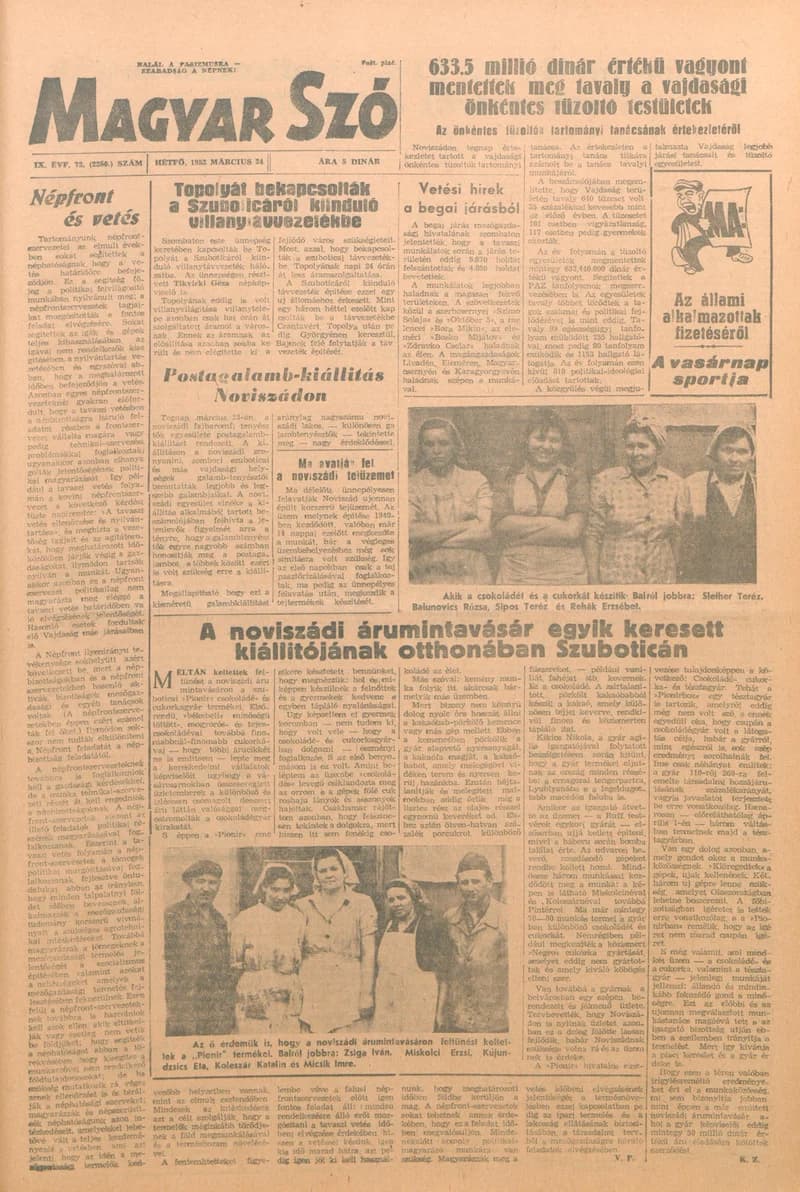 Magyar Szó, 9. évf. 1952. március 24. 72. sz. 1–4. oldal
