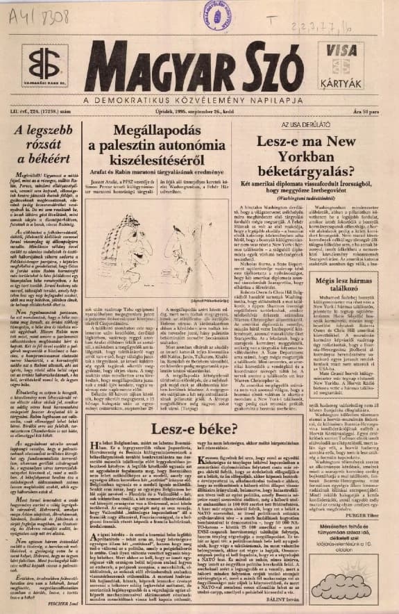 Magyar Szó, 52. évf. 1995. szeptember 26. 224. sz. 1–16. oldal