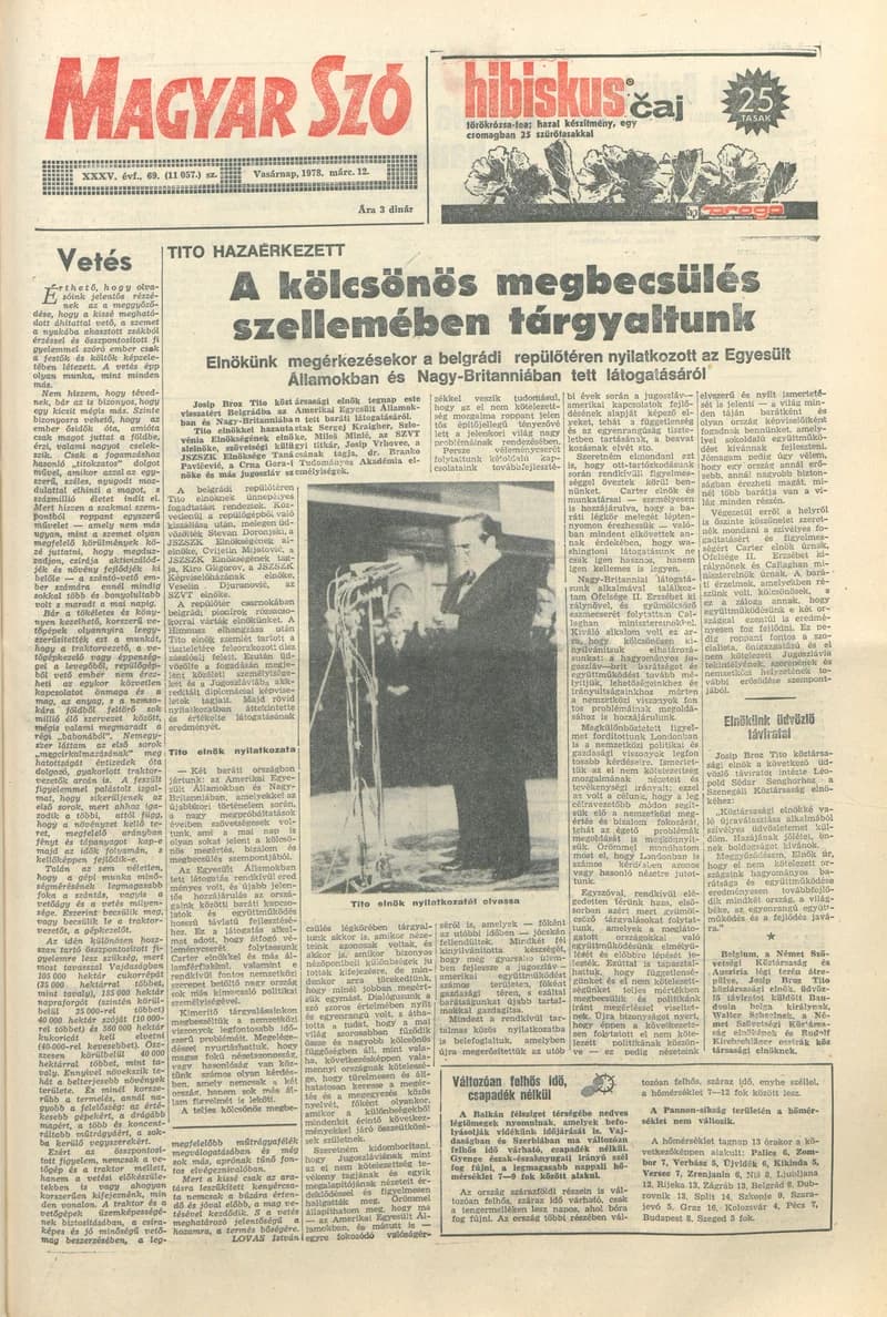 Magyar Szó, 35. évf. 1978. március 12. 69. sz. 1–40. oldal