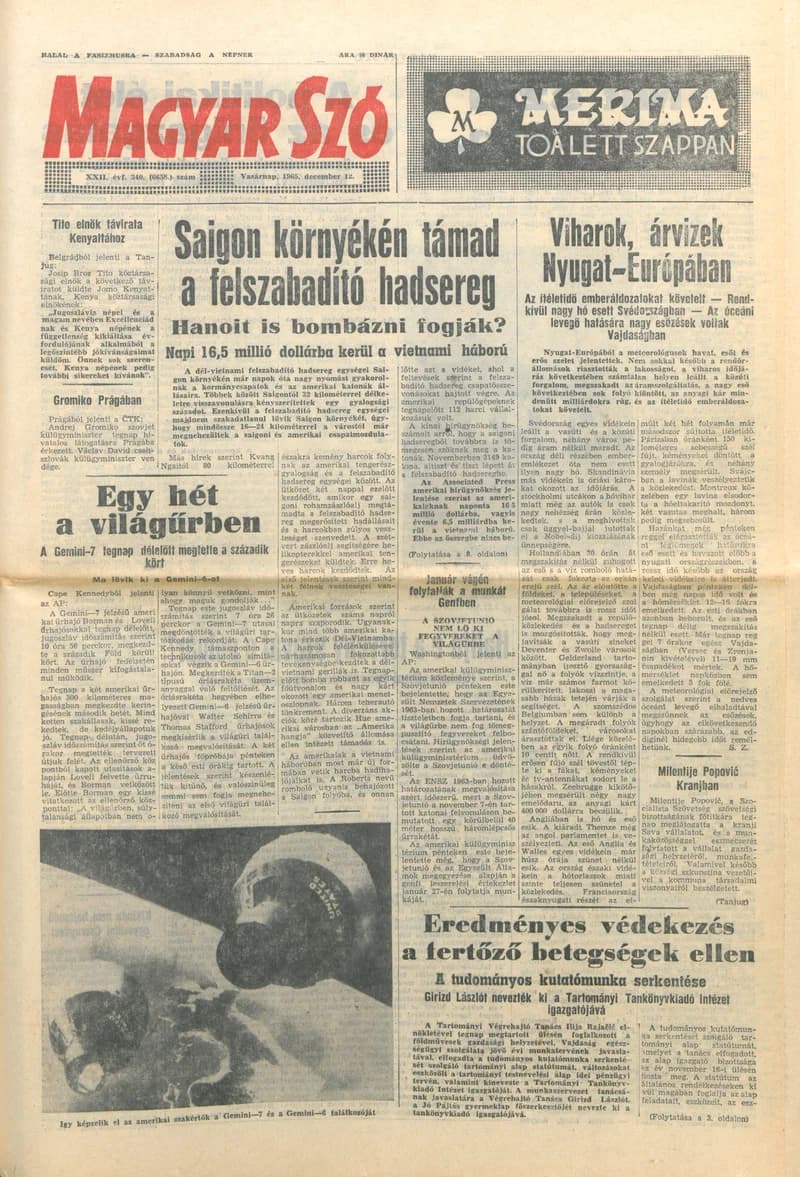 Magyar Szó, 22. évf. 1965. december 12. 340. sz.