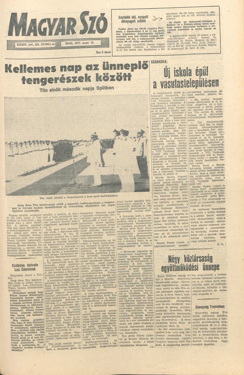 Magyar Szó, 34. évf. 1977. szeptember 12. 251. sz.