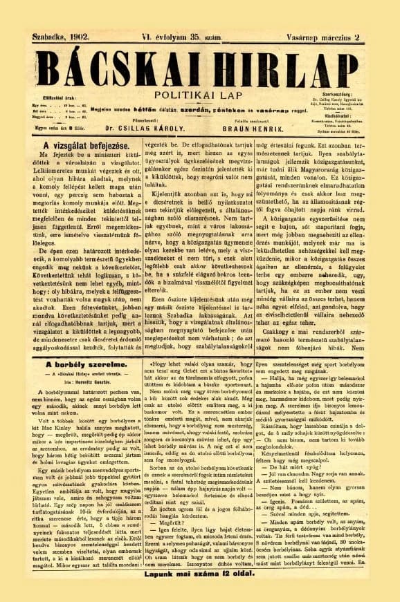 Bácskai Hirlap, 6. évf. 1902. március 2. 35. sz.