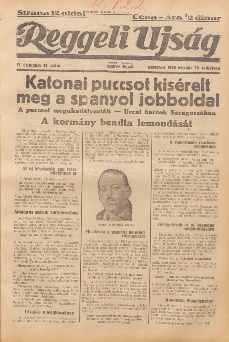 Reggeli Újság, 17. évf. 1936. február 20. 43. sz.