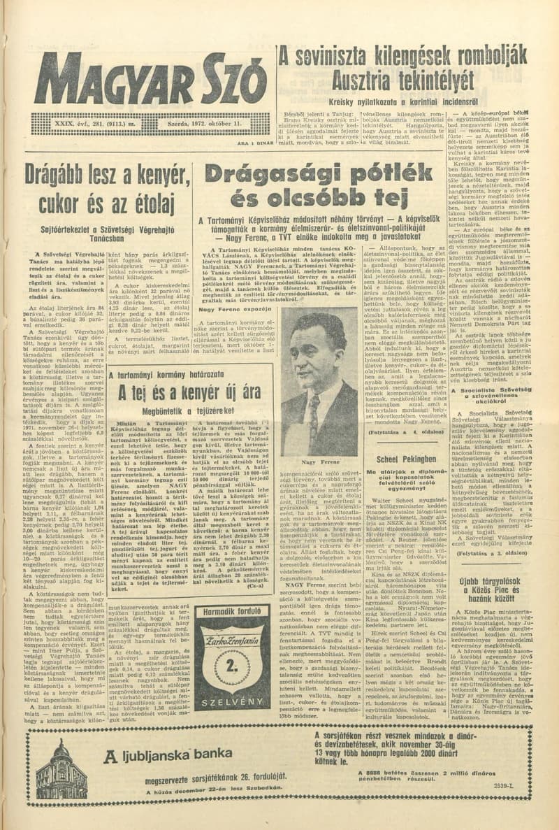 Magyar Szó, 29. évf. 1972. október 11. 281. sz. 1–20. oldal
