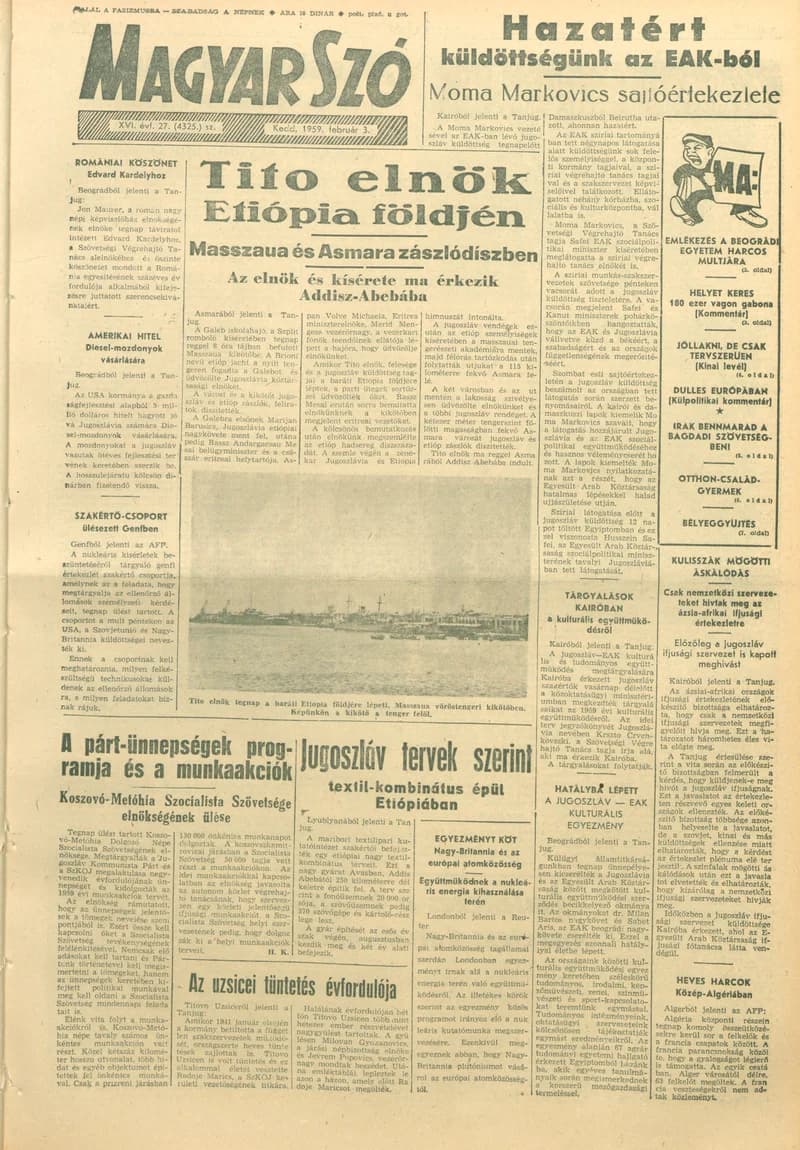 Magyar Szó, 16. évf. 1959. február 3. 27. sz. 1–18. oldal