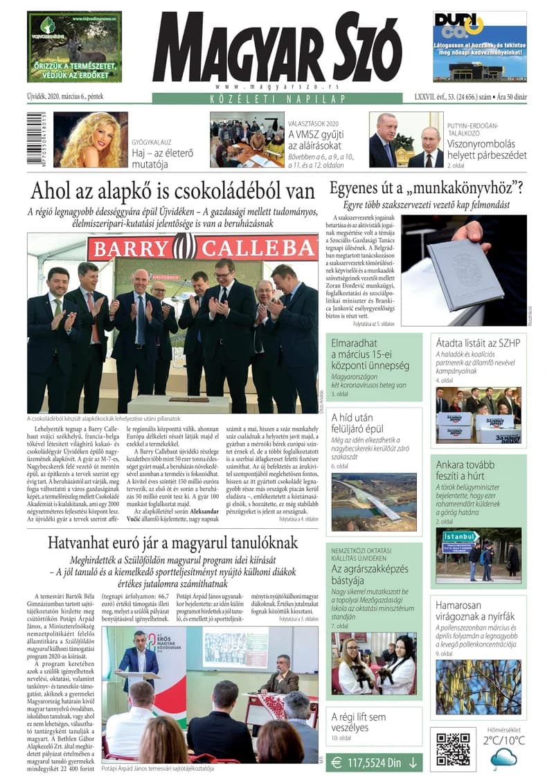 Magyar Szó, 77. évf. 2020. március 6. 53. sz. 1–16. oldal